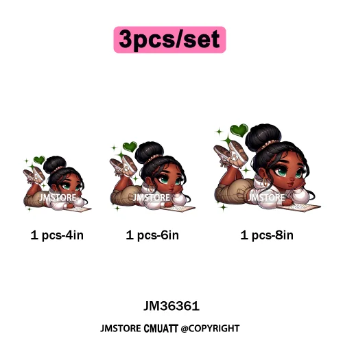 Fashion School Princess Cartoon Girls Learning Love Designs Iron on DTF Thermal Transfers Stickers Ready to Press for Clothing