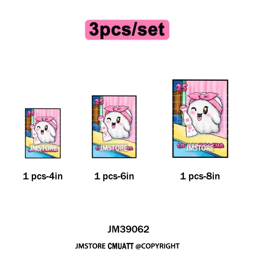 Spooky Scary Vibes Cartoon Halloween Ghost Designs Iron on DTF Washable Heat Transfers Stickers Ready to Press for Textile Bags