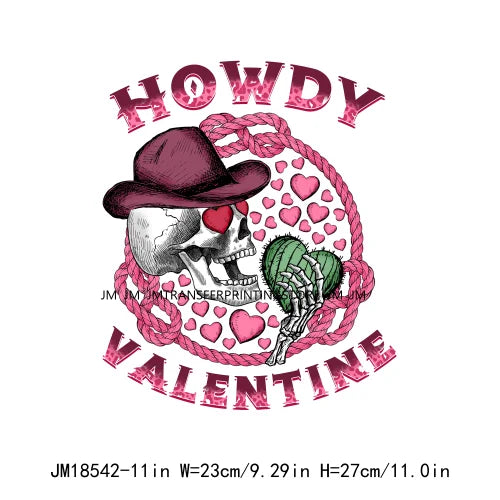 Pink Love Howdy Honey Valentine's Day Printing Designs Iron On Western Cowgirl Boat Hat DTF Transfers Stickers For T-Shirts Bag