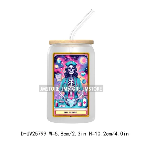 Sarcastic Sweary Skeleton Skull UV DTF Transfer Stickers Decals For Libbey Cold Cups Mugs Tumbler Custom Labels Funny Tarot Card