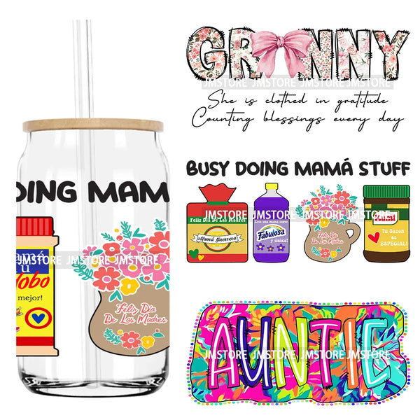Mama Granny Guerrera Como UV DTF Transfers Stickers Decals For Libbey Cold Cups Mugs Tumbler Waterproof DIY Craft Logo