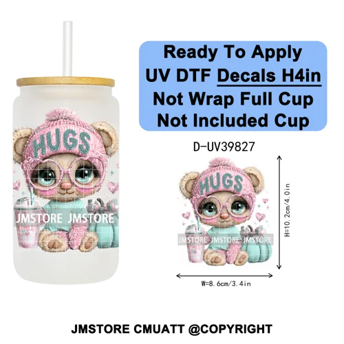 Girly Halloween Ghost Pumpkin Coffee Lover UV DTF Transfer Stickers Decals Ready To Apply Waterproof For 16OZ Libbey Glass Can