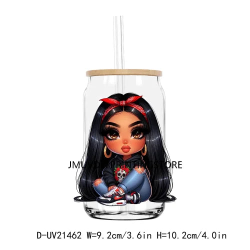 Chibi Cute Chicana Doll With Rose UV DTF Transfers Stickers Decals For Libbey Cold Cups Mugs Tumbler Mexico Waterproof DIY Logo