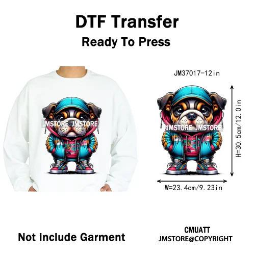 12in Graffiti Gangster Hip Hop Gorilla Life Is Better With Bulldog Iron on DTF Heat Transfer Sticker Ready to Press for Hoodies
