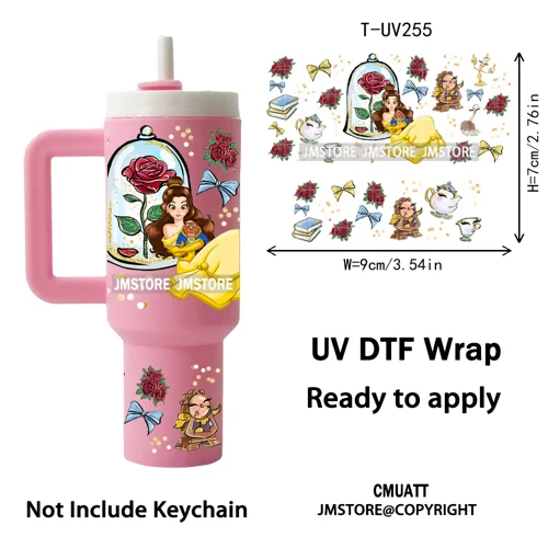 Princess Mirror Coquette Bow Family Vacation UV DTF Wraps Ready To Use Transfer Stickers Waterproof For Mini Tumbler Keychain
