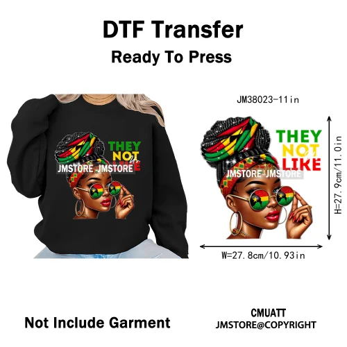Juneteenth Vibes Black History They Not Like Us Black Queen Washable Iron on DTF Transfers Stickers Ready to Press for Clothing