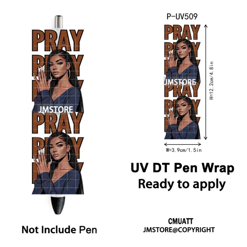 Black Girl Praying Afro Women Faith UV DTF Pen Wraps Ready To Apply Transfer Sticker Print Waterproof High Quality UV DTF Decal
