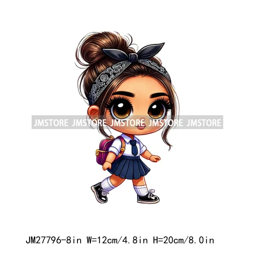 Cute Back To School Latina Baby Princess Chicana Hispanic Girls Designs DTF Iron On Transfer Stickers Ready To Press For Hoodies