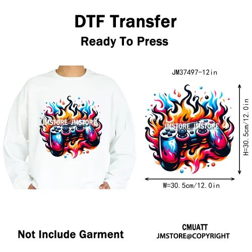 12in Graffiti Hip Hop Music Rap King Lover Video Pro Games Iron on Diy DTF Thermal Transfer Stickers Ready to Press for Clothing