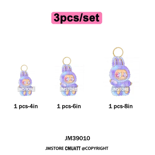 Colorful Monster Keychain Doll Character Designs Iron on DTF Washable Heat Transfers Stickers Ready to Press for T-shrits Bags