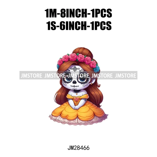 New Day Of The Dead La Catrina Dresses Girls Skull Flower Iron On DTF Transfers Stickers Ready To Press For Sweatshirt Bags