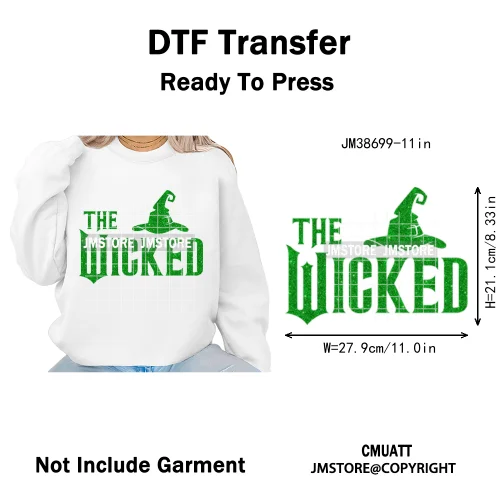 Magic Musical Movies Bad Good Witches Team Pink Green Coquette Iron on DTF Heat Transfers Stickers Ready to Press for T-shirts