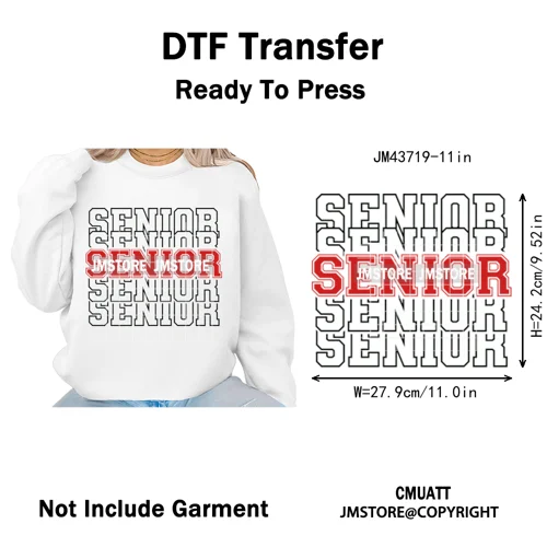High School Senior Year Class of 2026 My First Last Day Iron on Washable DTF Heat Transfers Stickers Ready to Press for Hoodies