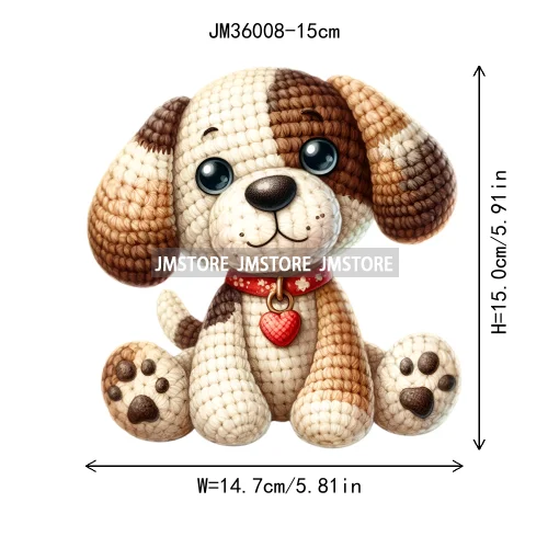 15cm 5.9in Colorful Cute Needle Hook Animal Iron On DTF Heat Transfer Sticker For Clothes Print Vinyl Washable T-Shirt Appliques