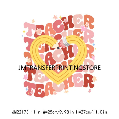 Iron On Teach Love Insprit Print Logos Maestra Heart Pencil Bow Cowgirl Boots Small Town Teacher DTF Transfer Stickers For Shirt