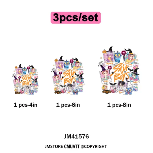 Cartoon Kpop Spooky Boys Girls In This House Era Halloween Iron on DTF Washable Transfers Stickers Ready to Press for Clothes
