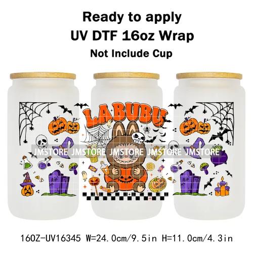 Spooky Doll Monster Characters UV DTF Stickers Fall Pumpkin Halloween Ready to Transfer Cup Wrap For Libbey Can Glass Tumblers