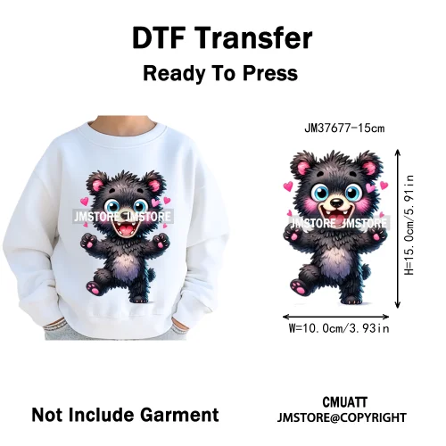15cm 5.9in Kid Cute Silly Baby Pet Animal Iron On DTF Heat Transfer Sticker For Clothes Vinyl Thermal Washable T-Shirts Decals