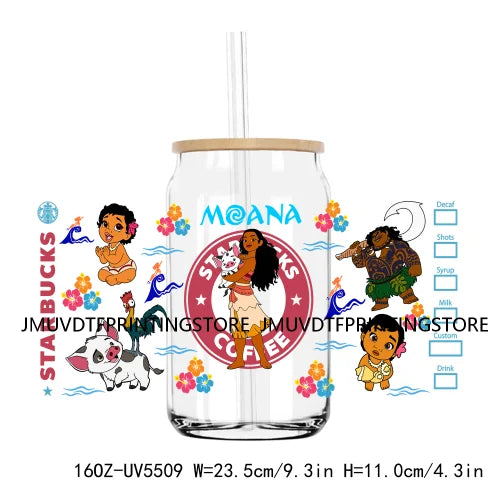 Cartoon Baby Princess Queen Girl 16OZ UV DTF Cup Wrap Transfer Sticker Custom Label Durable Waterproof Logo For Libbey Glass Can