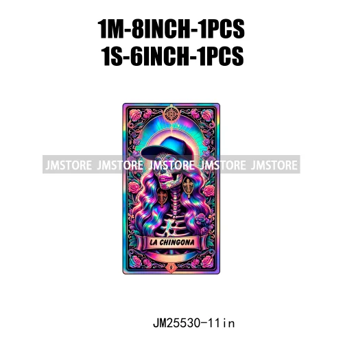 Skeleton La Maestra Chingona Smoke Women Lovers Tarot Card Printing DTF Iron On Transfer Stickers Ready To Press For Clothes Bag