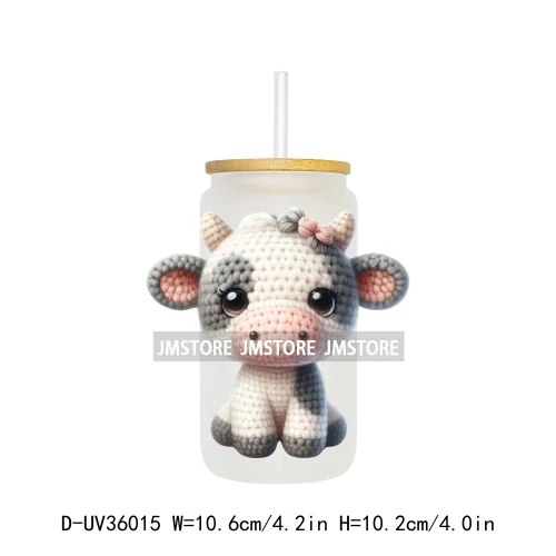 New Knitted Baby Animals UV Sticker Decals For Libbey Cold Cups Mugs Tumbler Transfer Stickers Waterproof High Quality Labels