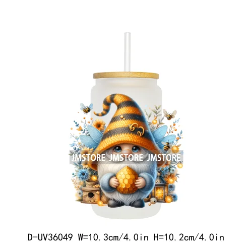 Honey Spring Bee Gnome Floral UV Sticker Decals For Libbey Cold Cups Mugs Tumbler Transfer Sticker Waterproof High Quality Label