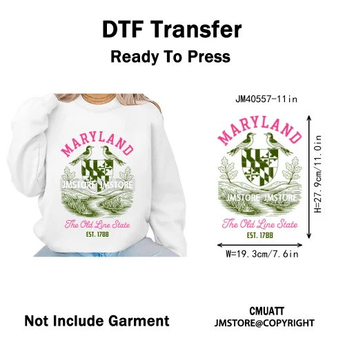 Colorful US State Love Travel Landmark Animal Icons Printing Iron on DTF Washable Transfers Stickers Ready to Press for T-shirts