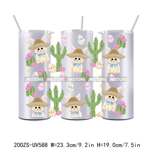 Coquette Easter Peeps Spring Floral Bunny Eggs 20OZ Skinny Tumbler Wrap UV DTF Transfer Stickers Personalized Logo For Tumbler