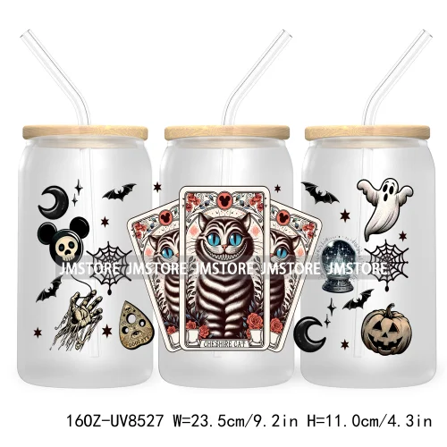 Horror Characters Tarot Card Halloween UV DTF Sticker For 16OZ Libbey Glass Cup Can Wrap Transfer Stickers Custom Label DIY Logo