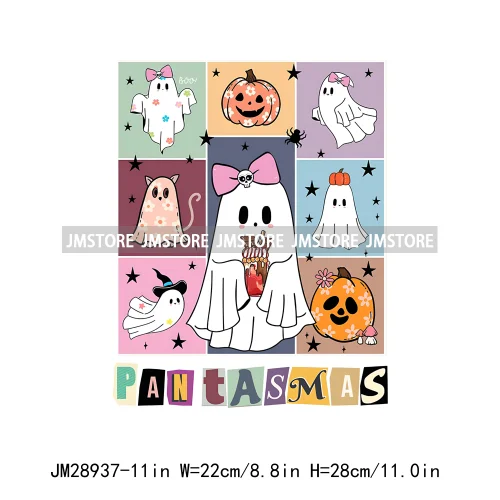 Funny Pan Tasmas Spooky Mexican Ghost Coquette Bow Halloween Concha Iron On DTF Heat Press Transfer Stickers Design For Clothes