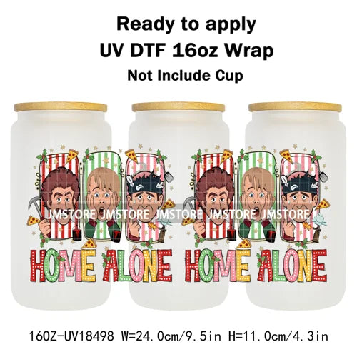 Retro Christmas Movie Character UV DTF Cup Wrap Ready To Apply Transfer Stickers Durable 16OZ Tumbler Wraps For Libbey Glass Can