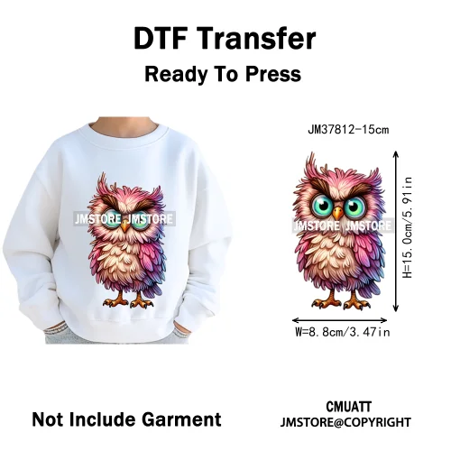 15cm 5.9in Kids Cute Nursery Thermal Printed Bird Fly Animal Washable Iron on DTF Transfers Stickers Ready to Press for Textile