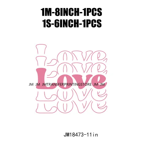 Iron On Love More Cupid Vibes Transfer Decals Self Love Club Pink XOXO Valentine's Day DTF Heat Press Stickers For Clothing Bags