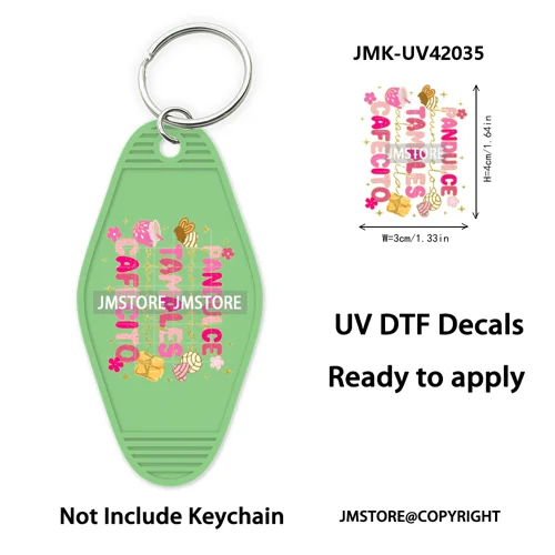 Feliz Navidad Pan Dulce Christmas UV DTF Motel Keychain Decal Ready To Ship Durable Transfer Stickers Prints For Hotel Keychain