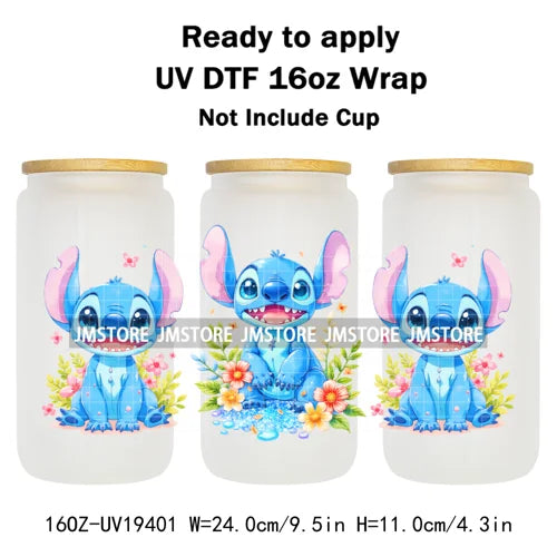 Tropical Cartoon Summer Vibes Splash UV DTF Wraps Transfer Sticker Waterproof High Quality For 16OZ Libbey Glass Can Tumblers