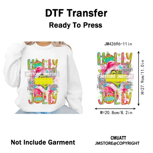 Cartoon Christmas Club Snow Winter Vibes Holly Jolly Santa Iron on DTF Washable Transfers Stickers Ready to Press for Clothing