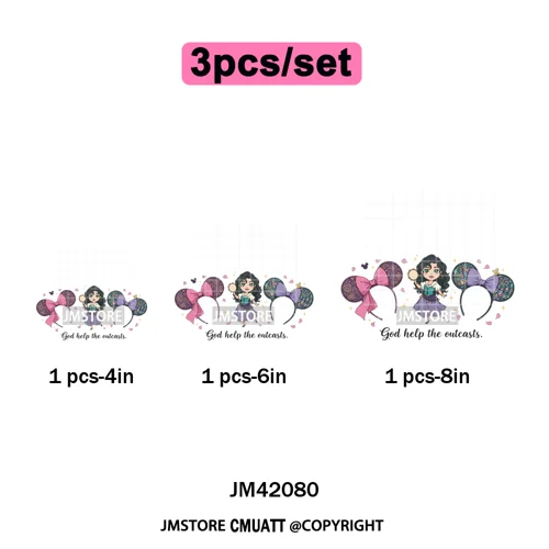 Cute Girls Coquette Magic Kingdom Mouse Ears Cartoon Quotes Iron on DTF Washable Transfers Stickers Ready to Press for T-shirts