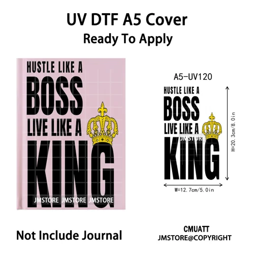 Hustle Hard Quotes Small Business Owner UV DTF Notebook Cover Decals Ready To Apply Transfer Stickers Wraps For A5 Journal Cover