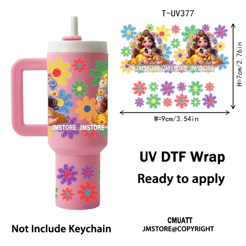 Baby Princess Butterfly Coquette Bow UV DTF Mini Tumbler Keychain Wraps Ready To Apply Transfer Stickers Prints Waterproof Decal