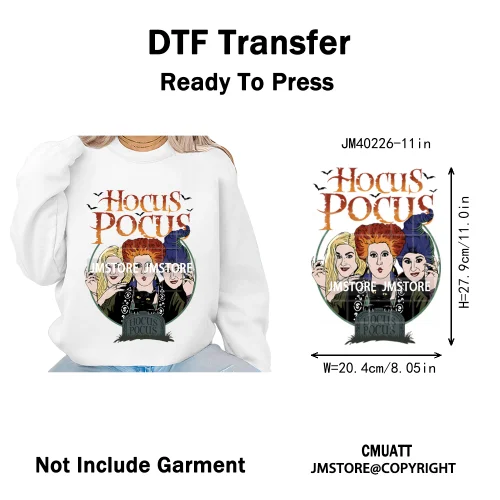 Horror Halloween Movie Witches Social Club Thug Life Coquette Iron on DTF Washable Transfers Stickers Ready to Press for Textile