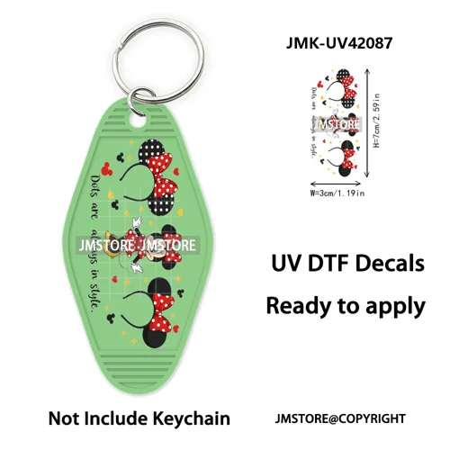 Coquette Bow Magical Mouse Cartoon UV DTF Motel Keychain Decal Ready To Ship Durable Transfer Stickers Prints For Hotel Keychain
