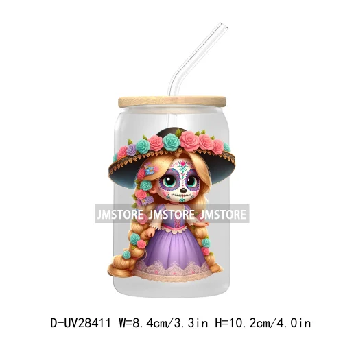 Mexican Little Princess UV DTF Transfer Stickers Decals For Libbey Cold Cups Mugs Tumbler Waterproof Craft Day of the Dead Girls