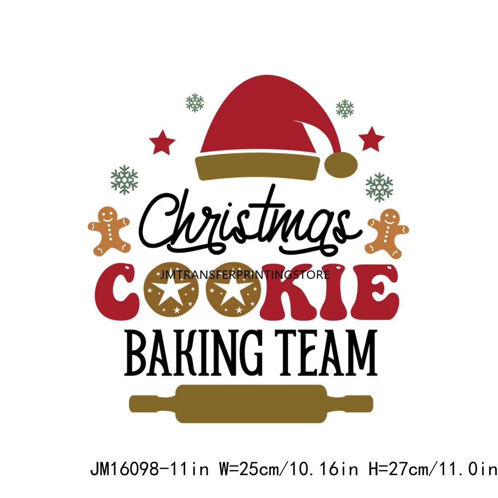 Custom Gingerbread Bakery Holly Jolly Vibes Merry Cookie Christmas Baking Crew Santa's Cookies DTF Transfer Decals For T-Shirt