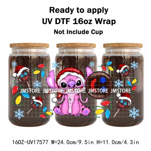 Christmas Cartoon Holiday Movie Friends UV DTF Cup Wrap Ready To Apply Transfer Stickers 16OZ Tumbler Wraps For Libbey Glass Can