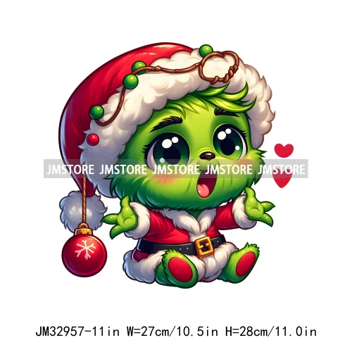 Santa Hat Candy Cane Mistletoe Cartoon Character Christmas Season Iron On DTF Transfers Stickers Ready To Press For Clothes Bags