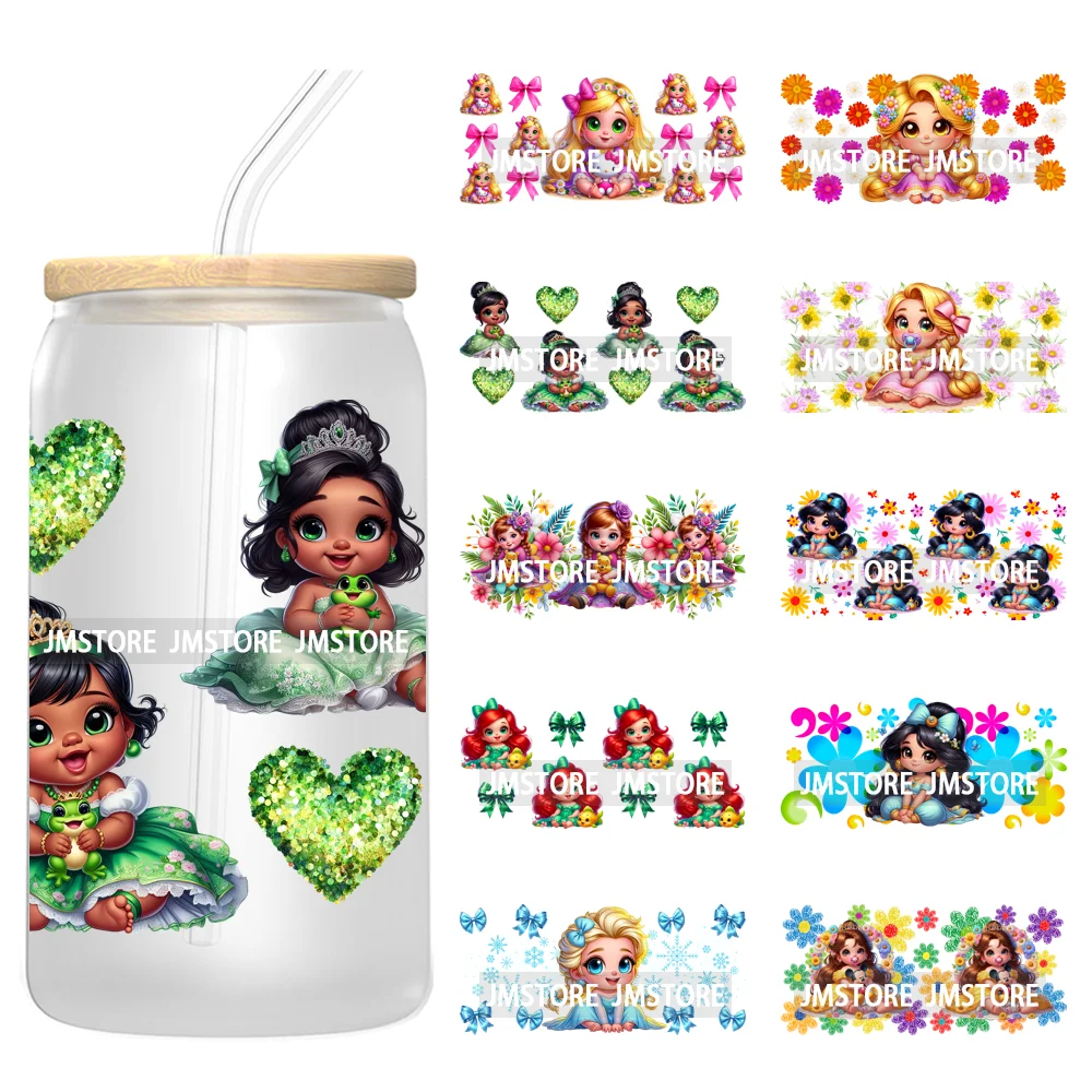 Magical Princess Bow Cartoon Girl 16OZ UV DTF Cup Wraps Ready To Apply Waterproof Transfer Stickers For Libbey Glass Can Tumbler