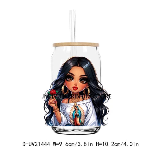 Chibi Cute Chicana Woman UV DTF Transfers Stickers Decals For Libbey Cold Cups Mugs Tumbler Waterproof DIY Logo Mexican Girls