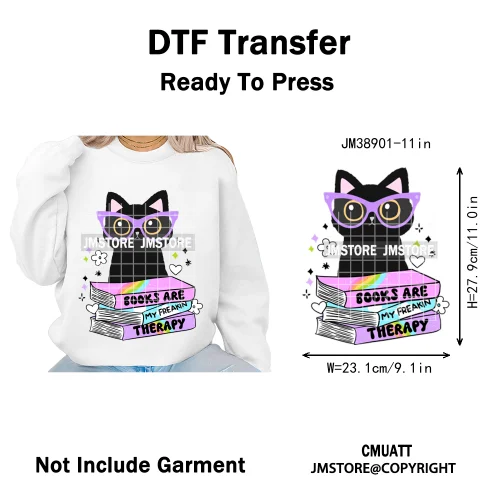 Funny Bookish Romance Reader Book Lovers Motivational Quotes Iron on DTF Washable Transfers Stickers Ready to Press for T-shirts