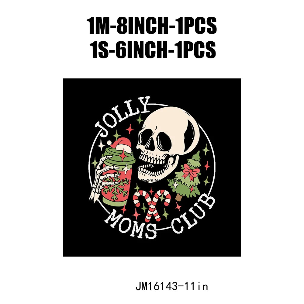 Ho Santa Jolly Moms Club Patch Christmas Calories Don't Count Logo Feelin' Festive On Petty List Transfer Sticker For Clothes