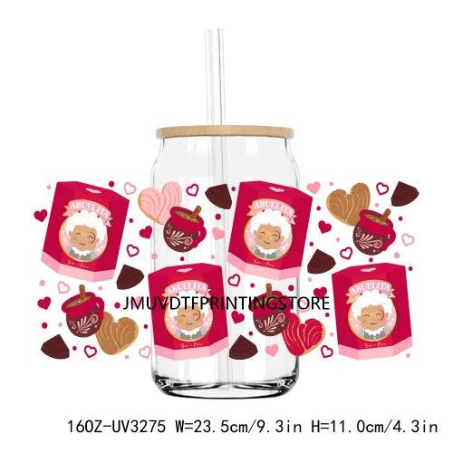 Retro Happy Valentines Day 16OZ UV DTF Cup Wrap Transfers Stickers Custom Labels DIY Waterproof Logo For Libbey Glass Love XOXO